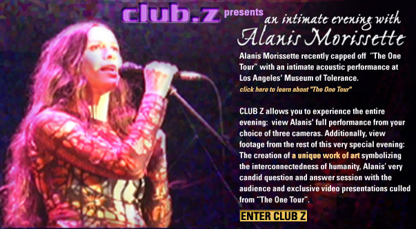 Screen Shot of Alanis Moressette's ONE tour 2000 website.